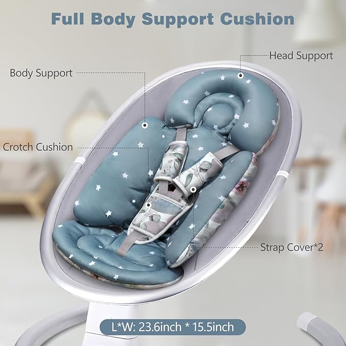 Upgraded Infant Car Seat Insert, 2-in-1 Reversible Baby Car Seat Head Support with 3 Strap Covers, All Seasons Newborn Car Seat Insert and Baby Carseat Cushion for Stroller, Swing, Rocker, Bassinets