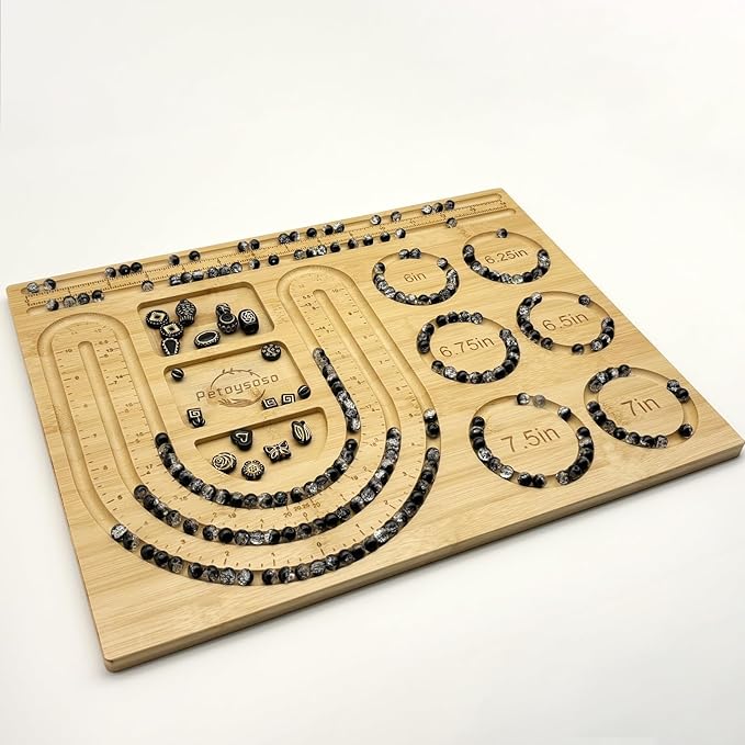 Petoysoso Bead Board for Jewelry Making, Bamboo Beading Board for Jewelry Bracelet Making, Bracelet Bead Board, Beading Trays Jewelry Design Mats for Bracelet, Necklace, Jewelry Making 15x11.5x0.5 in