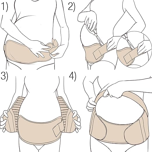 NeoTech Care Pregnancy Support Maternity Belt, Waist/Back/Abdomen Band, Belly Brace (Size L, Beige Color)