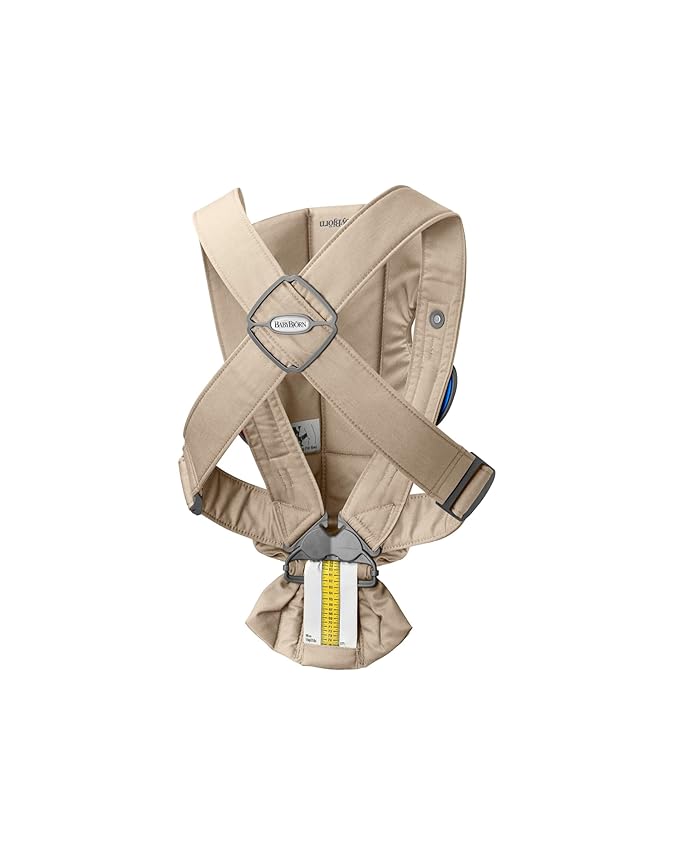 BabyBjörn Baby Carrier Mini, Beige, Woven | Newborn Carrier (7-25 lbs), Ergonomic, Easy-to-Use