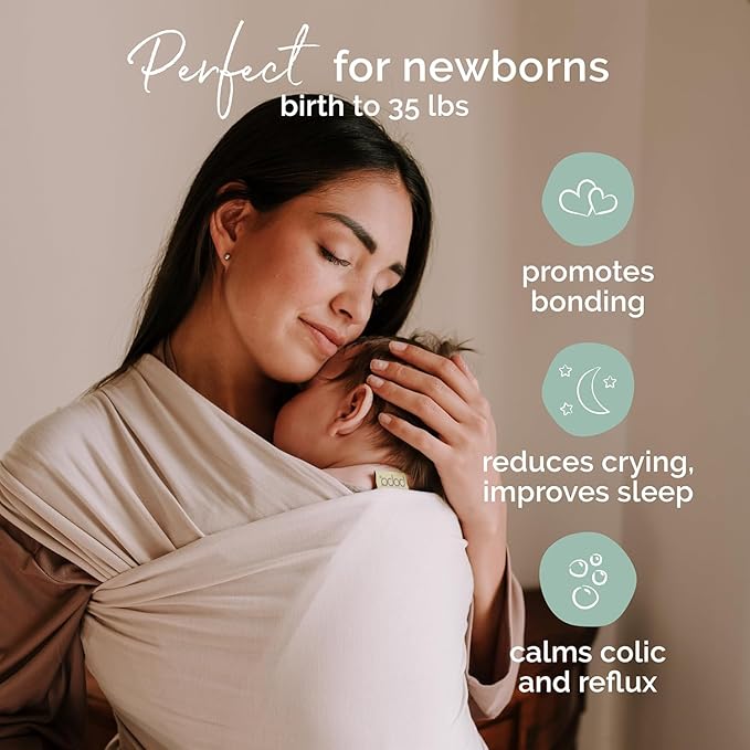 Boba Baby Wrap Carrier – Original Baby Sling Carrier for Newborns (7–35 lbs), Soft, Secure, Hands-Free & Ergonomic, Ideal for Comfortable Bonding, New Parents (Serenity Organic Stone)