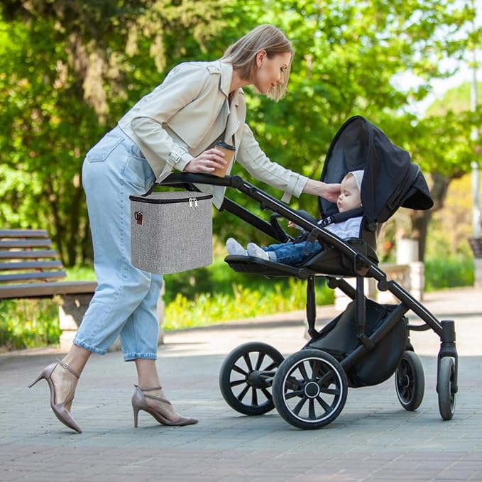 Accmor Breastmilk Cooler Bag with Ice Pack, Baby Bottle Cooler Bags, Insulated Bottle Cooler Tote Bags On The Go, Fits 6 Large 9oz Bottles, for Nursing Mom Daycare Travel, Grey