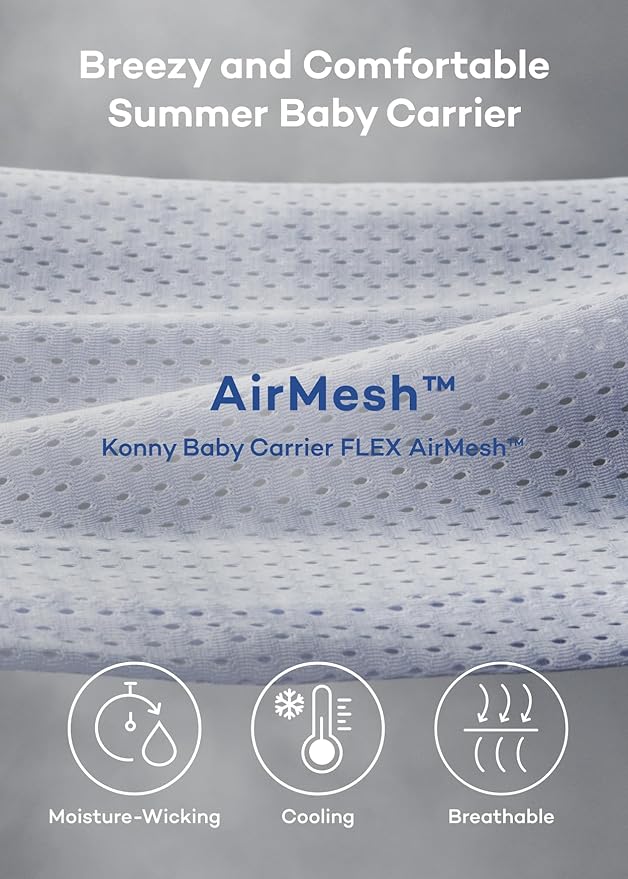 Konny Baby Carrier Flex AirMesh with Head Support- Adjustable, Easy to Wear Baby Wrap Sling, Perfect for Newborn Babies Essentials up to 44 lbs (M-4XL) -Mocha