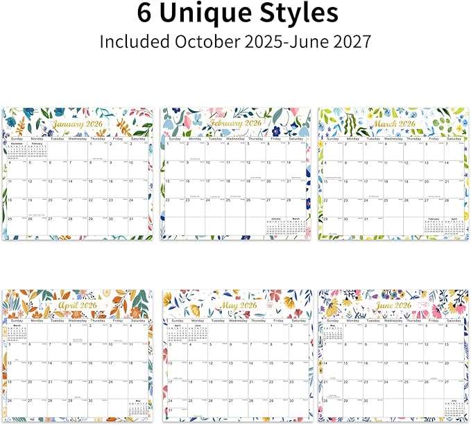 2025-2027 Magnetic Fridge Calendar 21 Monthly Magnetic Calendar for Refrigerator Planner Runs from October 2025 Until June 2027 Easy Organizing Markers Tearable (Flower)