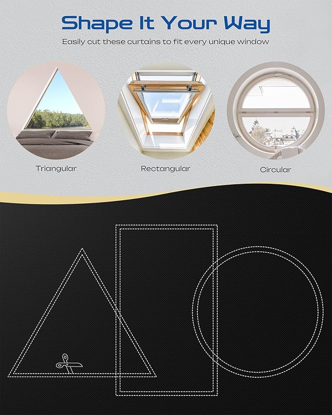 36" W x 72" L 100% Portable Blackout Curtains, Total Darkness No-Drill Black Out Window Cover,Temporary Blackout Shades with Hook & Loop Tape, for Bedroom, Nursery, Dorm, Travel (Black)