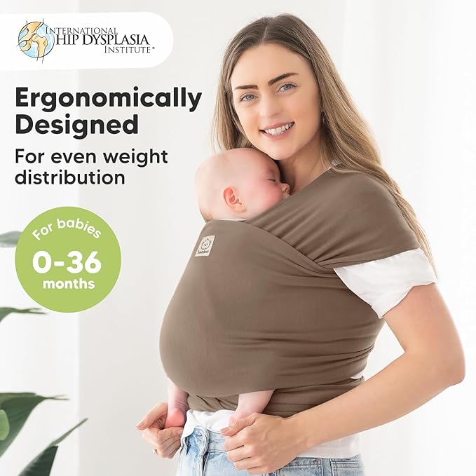KeaBabies Baby Wrap Carrier - All in 1 Original Baby Carrier Newborn to Toddler Sling, Easy to Wear, Hands Free Bonding, Lightweight, Breathable Infant Wraps (Saddle Brown)