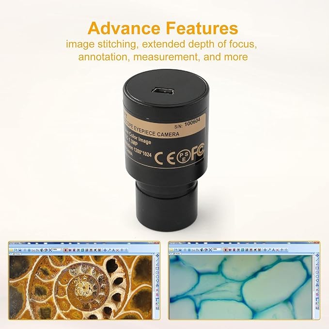 SWIFT SW380B Binocular Compound Microscope,40X-2500X with 1.3MP Camera,100pcs Microscope Slides,Microscope Kit for Students School Lab