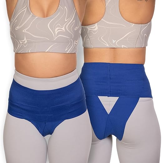 Patented Women’s Pelvic Floor Orthotic Support Belt ― Uterus Pain Relief Girdle for Dropped Bladder, Vulvar Varicosities, Postpartum Recovery, SPD | High Waist - Sapphire Blue (M)