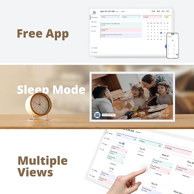 Dragon Touch 24 inch Digital Calendar Chore Chart – Interactive Touchscreen, Smart Family Planner, Hearth Display Desk Digital Calendar Seamless Scheduling