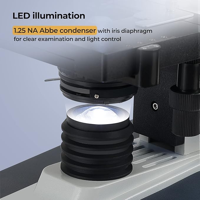 [Research-Grade] Vabiooth Lab Compound Trinocular Microscopes 40X-2500X Magnification with 7" LCD Screen 5MP E-Eyepiece, Two-Layer Mechanical Stage for Animal Husbandry, Pet Hospitals, Lab, Farms