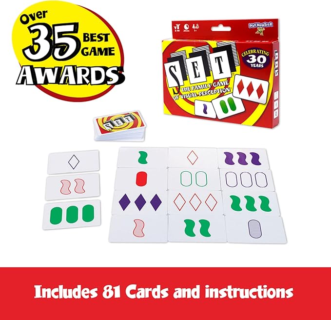 SET Enterprises SET - The Family Card Game of Visual Perception - Race to Find The Matches, For Ages 8+,81 Cards, Rules included