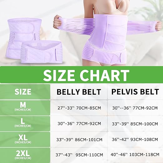 2 in 1 Postpartum Belly Band Wrap Purple, C-Section Support Belt XX-Large, Post Partum Support Recovery Waist/Pelvis Belt, Hysterectomy Belly Band Binder Girdle Stomach
