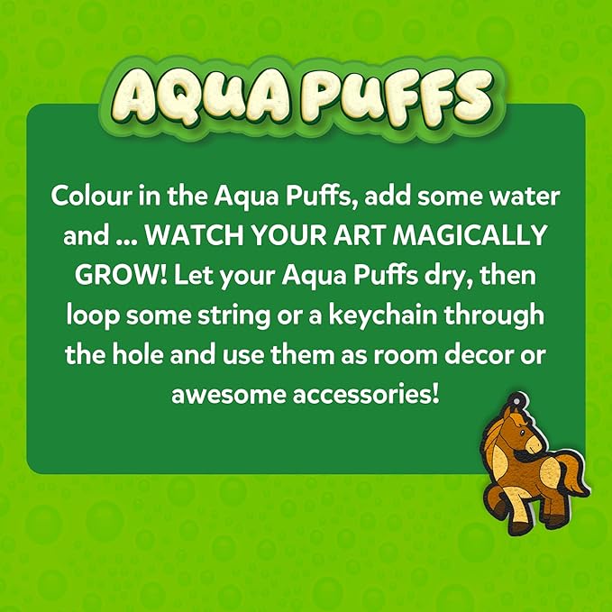 Skillmatics 3D Art Kit - Aqua Puffs Animals, Mess-Free Paint by Number Craft for Kids, DIY Color & Inflate Activity, Travel & Creative Gift for Girls & Boys Ages 4, 5, 6, 7, 8, 9, 10