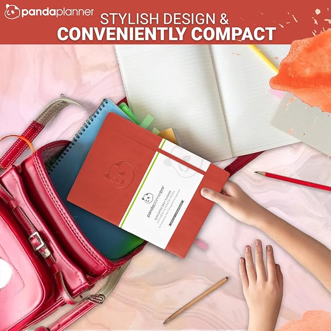 Panda Planner Pro 2025-2026 – Daily, Weekly & Monthly Planner for Productivity – Large 8.5x11 Undated Day Planner, Goal Planner, Project Organizer & Habit Tracker Notebook – Orange