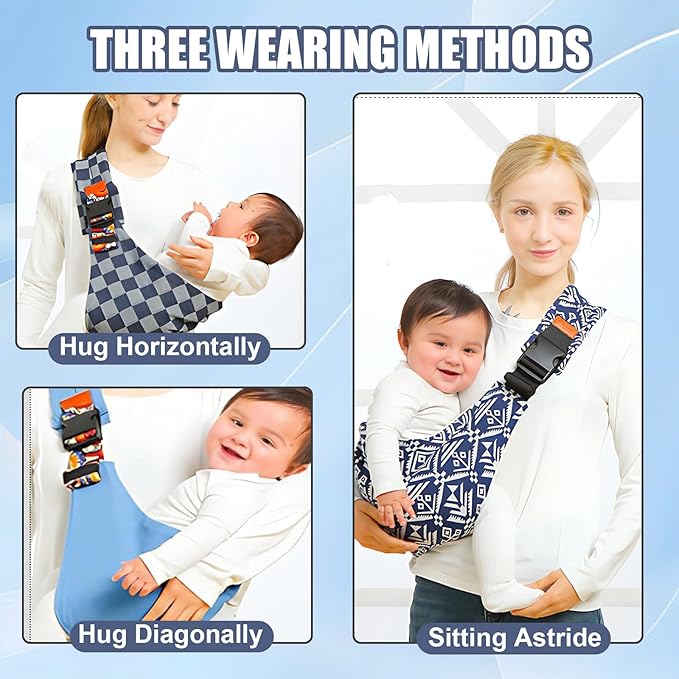 Baby Sling Carrier 2025 Baby Carrier Newborn to Toddler Sling Lightweight Baby Carrier Sling with Adjustable Straps Toddler Carrier Baby Wrap Sling for 10-30 lbs(Square)