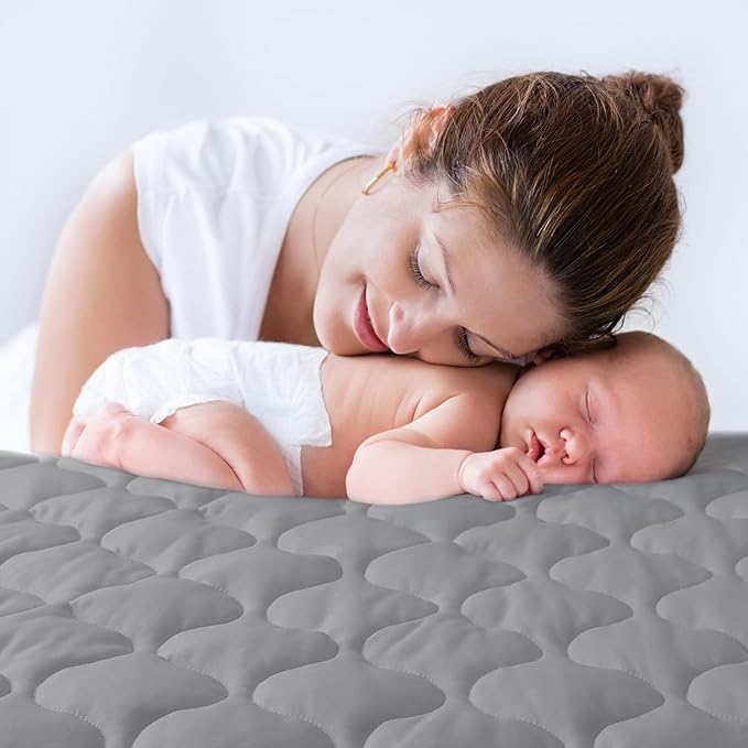 Yoofoss Waterproof Pack and Play Mattress Protector, Quilted Pack and Play Mattress Pad Cover Soft and Breathable, Playpen/Playard Mattress Sheet for Standard Pack n Play Size 39''x27'' - Dark Grey