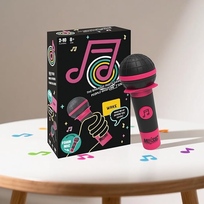 Mic misheard Music Trivia Card Game, Karaoke Party Game for 2-10 Players, Music Card Games with 250 Lyrics (125 Cards) for Family and Adult Christmas & Birthday Gifts