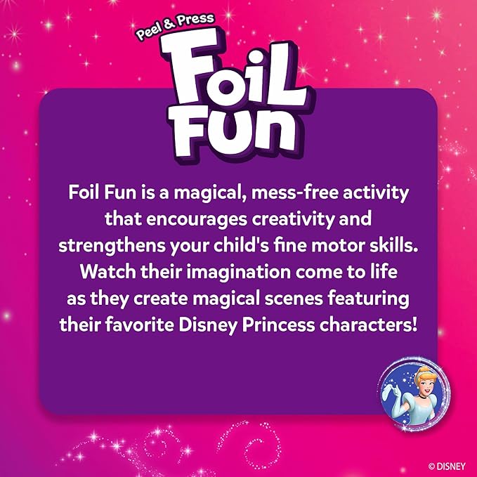 Skillmatics Foil Fun - Disney Princess, Mess-Free Art & Craft Kits for Kids, DIY Creative Activity, Travel Toys, Perfect Gifts for Fans of Moana, Cinderella, Ariel, Jasmine, Ages 4, 5, 6, 7, 8, 9