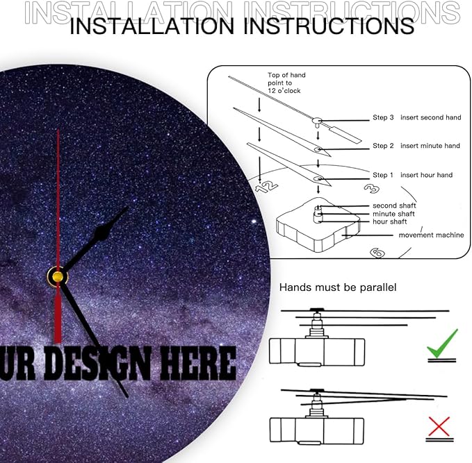 Generic Custom Wall Clock Personalized Clocks with Photo Text Logo Customized Round Clock for Birthday Wedding Present Wedding Friend Family Lover, 12inch-30cm