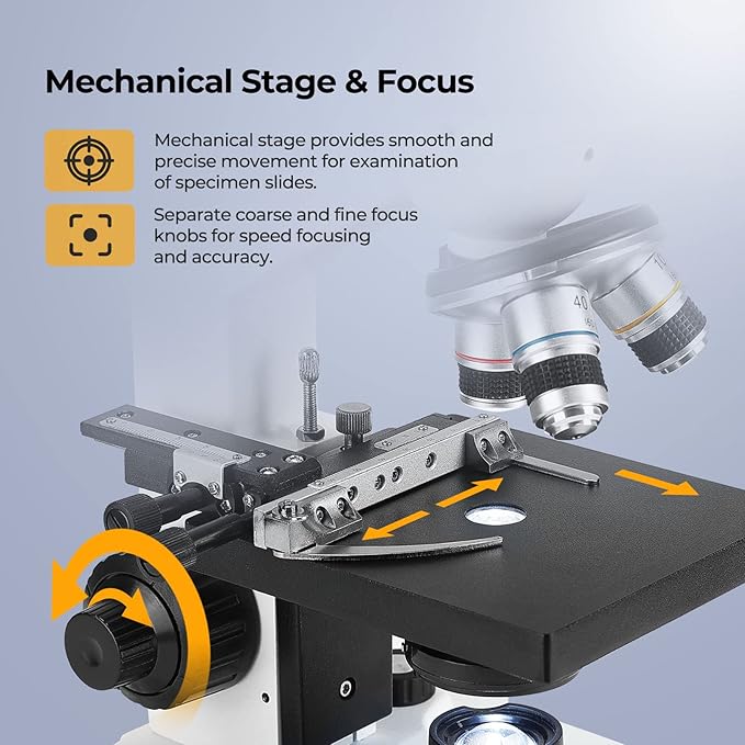 [Blood Version] Vabiooth Dual-View Compound Monocular Microscope 40X-2500X Magnification with 7" LCD Screen 5MP E-Eyepiece, Adjustable Mechanical Stage, Aluminum Carry Box for observing Live Blood