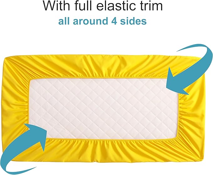 NTBAY 2 Pack Waterproof Crib Mattress Protector, Quilted 28"x52" Toddler Fitted Sheet - Machine Washable - Soft and Breathable Mattress Pad Cover for Crib, Nursery, Daycare, Cot, Yellow