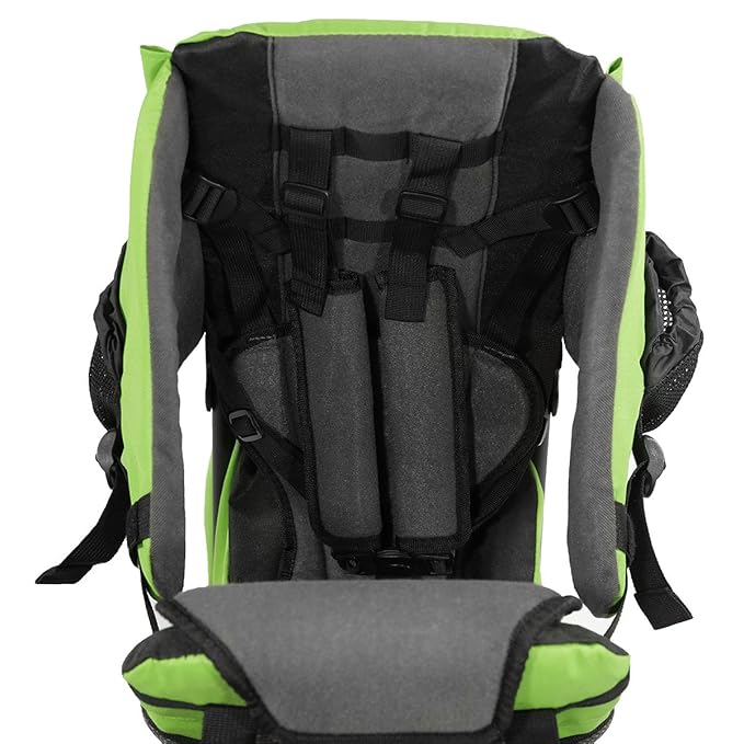 ClevrPlus Cross Country Baby Backpack Carrier, Green, Toddler Hiking Backpack with Comfortable Seat, Adjustable Straps & Belt, Foldable Frame Lightweight Large Capacity Child Carrier for Outdoor