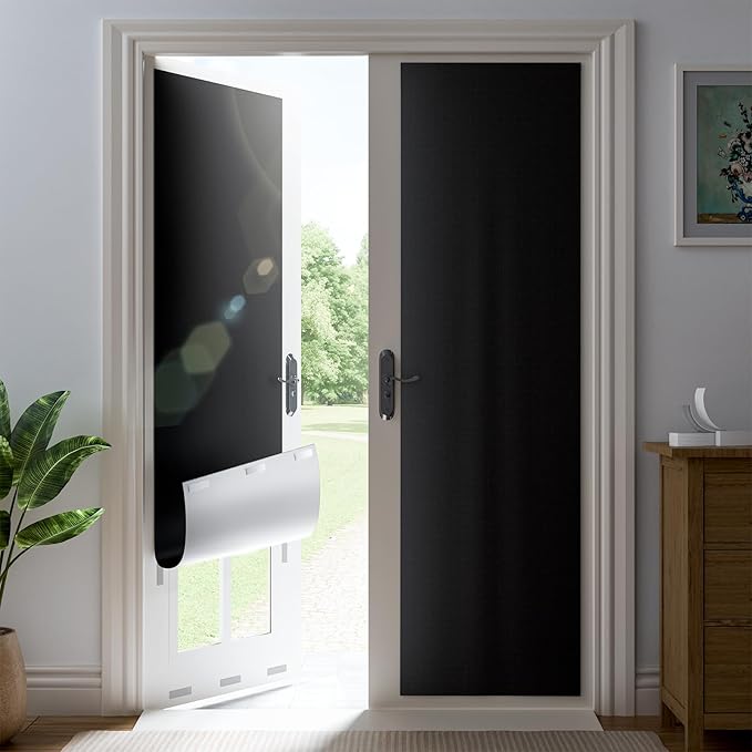 47" W x 72" L 100% Portable Blackout Curtains, Total Darkness No-Drill Black Out Window Cover,Temporary Blackout Shades with Hook & Loop Tape, for Bedroom, Nursery, Dorm, Travel (Black)