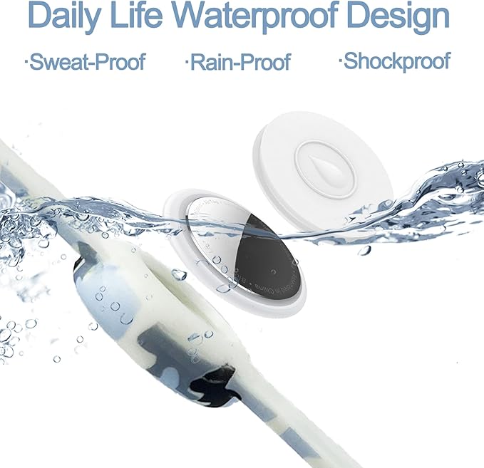 2 Pack Waterproof AirTag Bracelet for Kids, Hidden Printed Wristband for Apple Air Tag, Silicone AirTag Holder GPS Tracker Case for Band for Child Toddler, Secure Anti-Lost Protection(Camouflage)