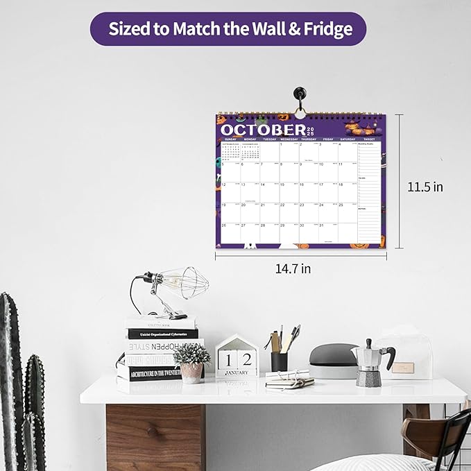 Calendar 2025-2027 22 Monthly Wall Calendar Runs from September 2025 until June 2027 Spiral Binding Hanging 11.5" x 14.7" Thick Paper with Julian Dates and Block for School Office（Festive)