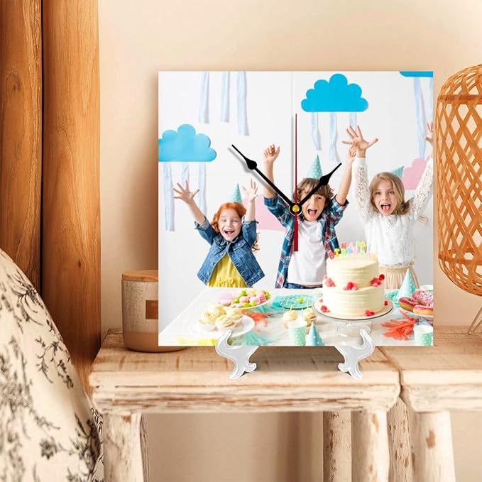 Generic Custom Clocks for Walls Personalized Clocks with Photo Text Logo Customized Round Clock for Birthday Wedding Present Wedding Friend Family Lover, 10inch-25cm