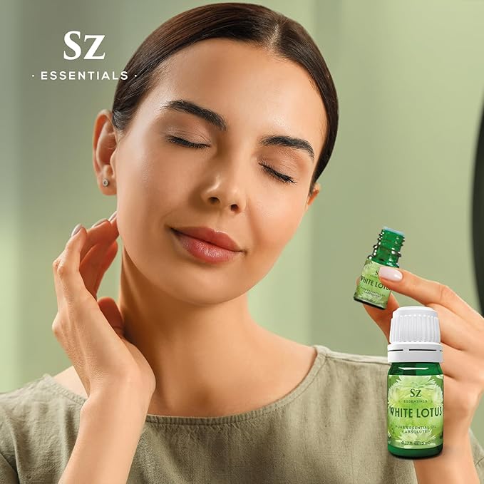 White Lotus 100% Pure, Essential Natural Oil - Extracted from Nymphaea Lotus - Rich & Sweet Scent, with Exotic Floral Overtones - Therapeutic Grade & Vegan - 0.17 fl oz (5ml)