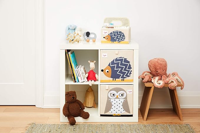 3 Sprouts Toy Storage Organizer: Toy Box Cube Organizer for Playroom, Nursery - Foldable Storage Bin - Hedgehog
