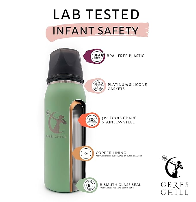 CERES CHILL OG Breastmilk Chiller, Reusable Storage Container, Up to 34 oz. - Bottle Cooler Keeps Milk at Safe Temperatures for Up to 20 Hours, Connects w/Most Pumps (Ultra Violet Lavender)