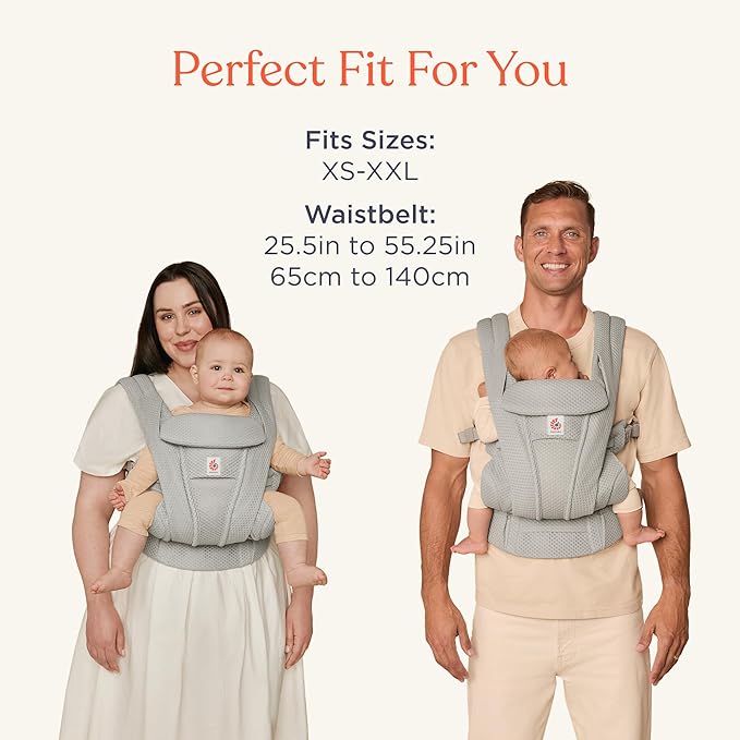 Ergobaby Omni Deluxe Baby Carrier Newborn to Toddler - Breathable Baby Carriers for Summer - All-Position Carrier with Enhanced Lumbar Support & Airflow (7-45 Pounds), Mesh, Graphite Grey