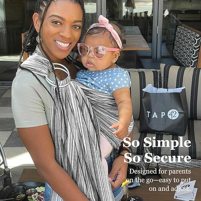 Ring Sling Baby Carrier, Soft Cotton Baby Sling Carrier Newborn to Toddler, Baby Wrap Carrier for Plus Size Parents, Perfect Shower Gift, Rock