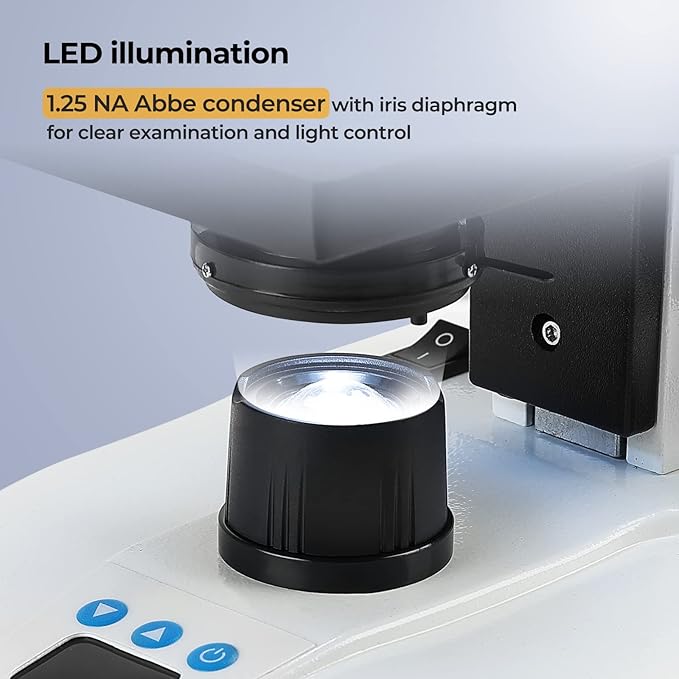 [Constant Temperature] Vabiooth Lab Trinocular Compound Microscope 40X-2500X Magnification with 7" Monitor 5MP E-Eyepiece,Adjustable Thermostat Mechanical Stage for Husbandry,Pet Hospital,Farms