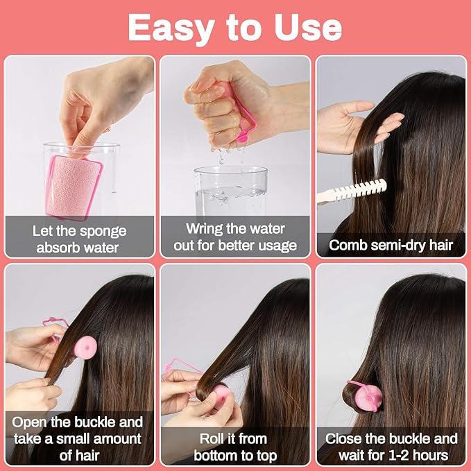 36PCS Foam Hair Rollers - Sponge Rollers for Heatless Hair Curler for Short/Long Curling Sleep rolos para cabello Jumbo Large Sponge Curlers Soft Sleeping Thin Hair Curl Overnight rulos