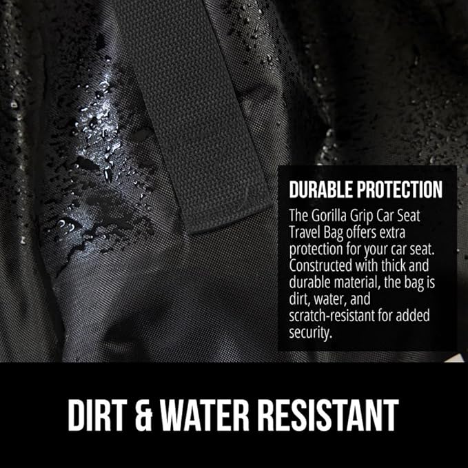 GORILLA GRIP Car Seat Travel Bag for Airplane Gate Check, Easy Carry Padded Backpack Bags Cover Carseats, Infant Baby Carriers and Toddler Booster Seats for Airport, Child Air Travels Essential, Black