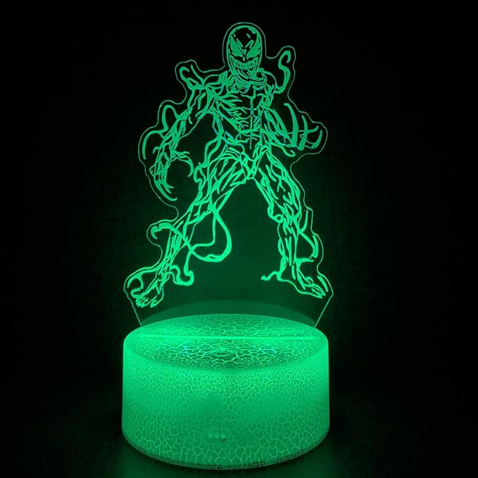 3D Alien Night Light, Super Hero Illusion Table Lamp with 16 Colors Remote Control Touch Lamp LED USB Night Light Desk Lamps Room Decorations Home Decor Holiday Gifts Birthday Gifts