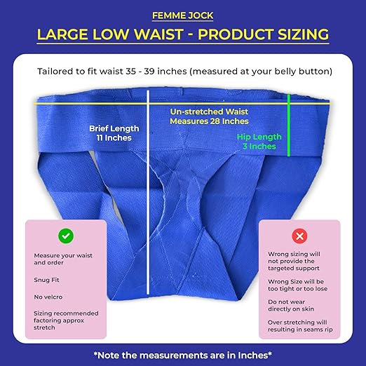Patented Women’s Pelvic Floor Orthotic Support Belt ― Uterus Pain Relief Girdle for Dropped Bladder, Vulvar Varicosities, Postpartum Recovery, SPD | Low Waist - SAPPHIRE BLUE - L