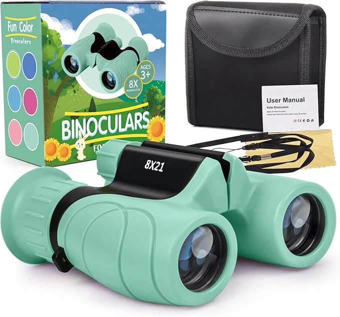 MAKINO Binoculars for Kids, Gifts for 3-12 Year Boys Girls, Compact Kids Binoculars 8x21 High-Resolution for Bird Watching, Camping, Exploration, Hiking, Hunting, Sports Events and Safari Park