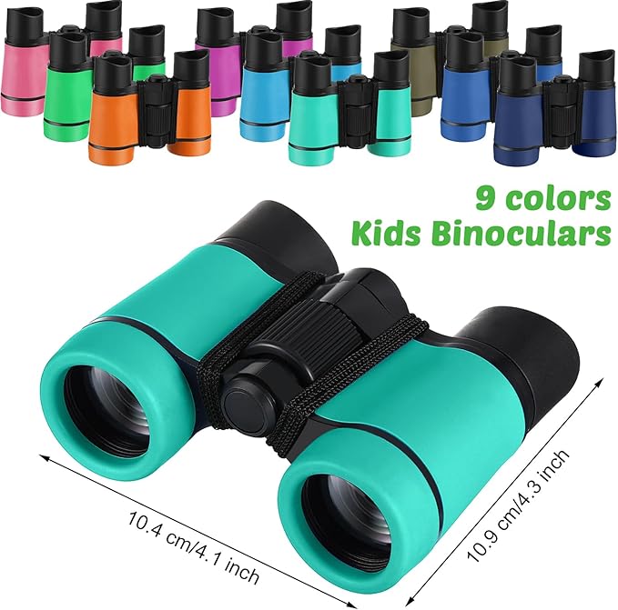 Yunsailing 9 Pack Kid Binoculars Shockproof Mini Compact Binoculars Gifts for 3-12 Years Boys Girls Folding Small Telescope for Kids Bird Watching Camping Outdoor Play, 9 Colors (Multicolored)