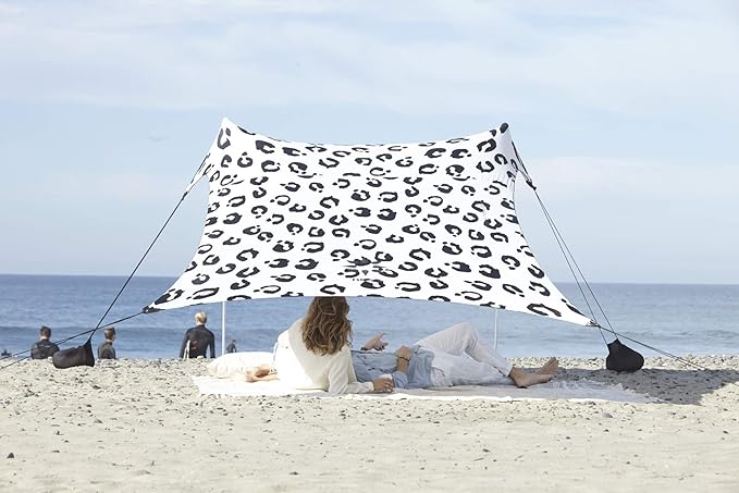 Neso Tents Beach Tent with Sand Anchor, Portable Canopy Sunshade - 7' x 7' - Patented Reinforced Corners (Leopard)