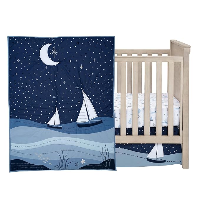 Lambs & Ivy Little Skipper 3-Piece Sailboat Nautical Nursery Crib Bedding Set