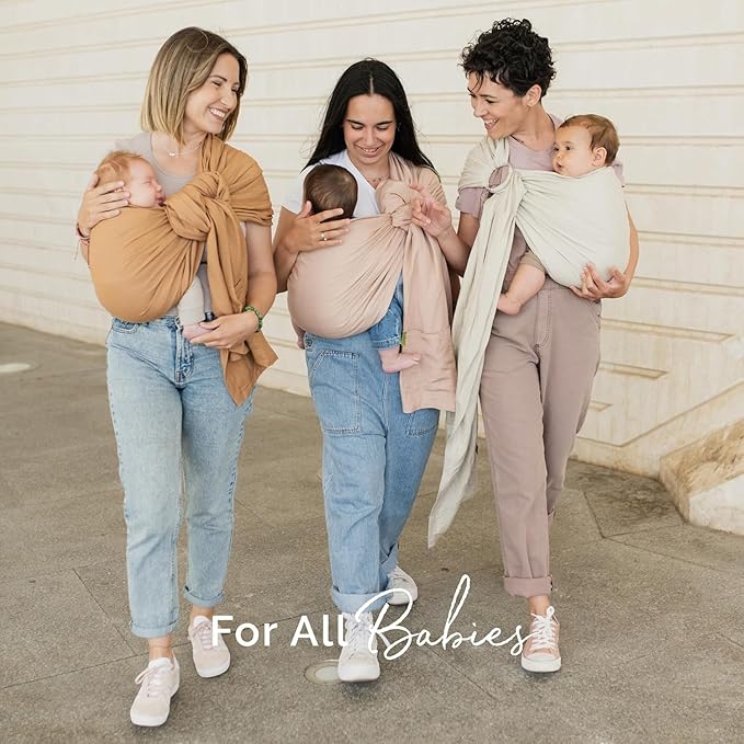 Boba Ring Sling Baby Carrier Newborn to Toddler - Lightweight & Breathable Baby Sling, Hip-Healthy Carrier Sling, Baby Wrap Carrier for Front & Hip Carry, 8-35 lbs (Linen Peony)