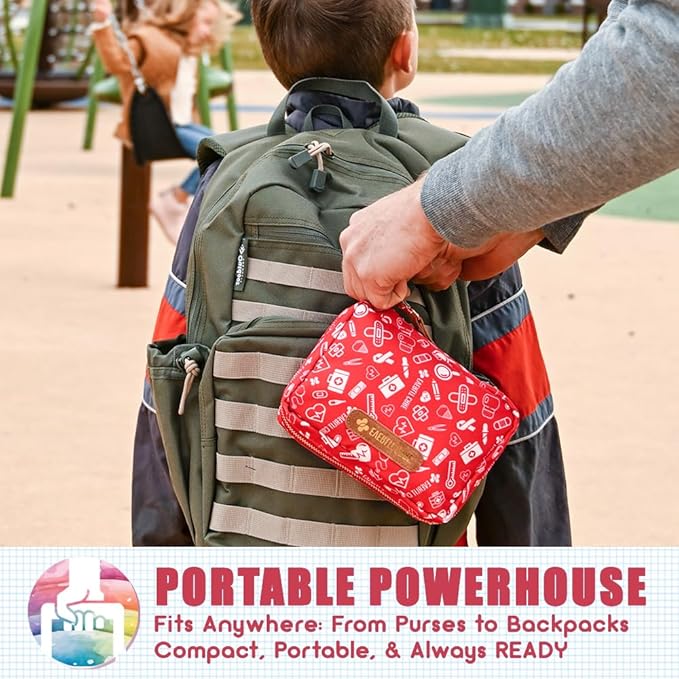 EVERLIT Care Rescue Pack | Family-Friendly First Aid Kit for Kids with 200 Pcs Medical Supplies | Travel-Friendly Compact Storage Bag for Home, Car, Travel, Camping, Adventure (Original)