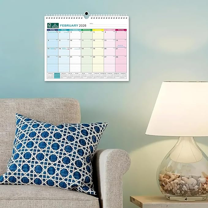 BOCT Wall Calendar 2025-2026 - Includes July 2025 to December 2026-18 Monthly Daily Planner 13 x 9.6 Inches, Julian Dates for New Year Christmas Gifts