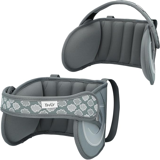 NAPUP Child Head Support for Car Seats – Safe, Comfortable Head & Neck Pillow Support Solution for Front Facing Car Seats and High Back Boosters – Baby & Kids Travel Accessories (Grey)