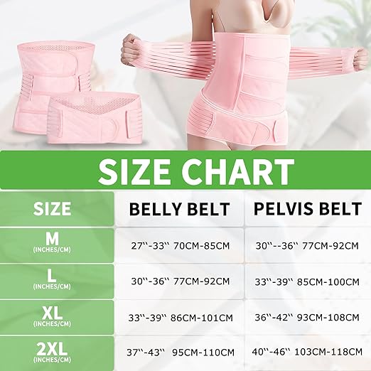 2 in 1 Postpartum Belly Band Wrap Pink, C-Section Support Belt XX-Large, Post Partum Support Recovery Waist/Pelvis Belt, Hysterectomy Belly Band Binder Girdle Stomach