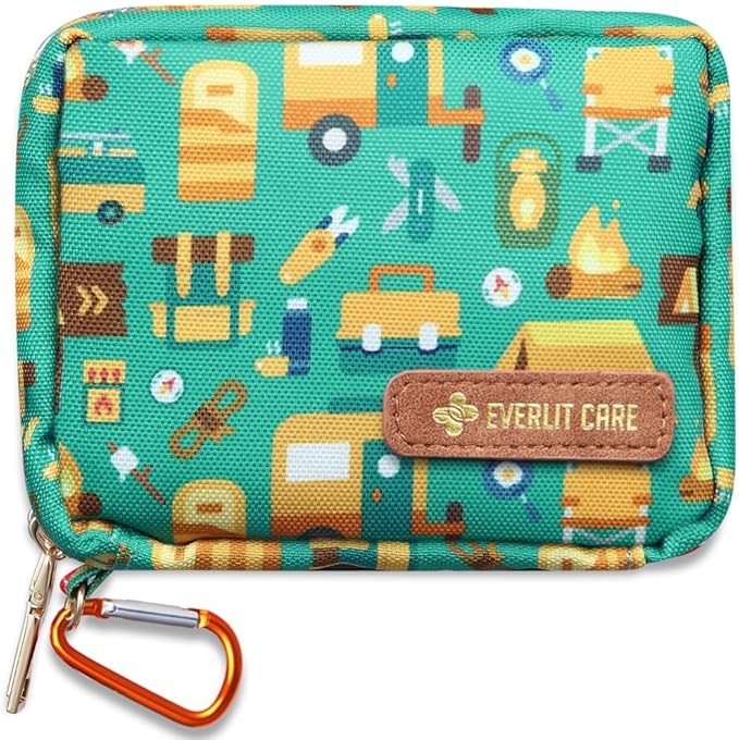 EVERLIT Mini Rescue Pack | 105 Medical Essentials Organized in Portable Storage Bag | Pocket Size Kids First Aid Kit with D Ring | Small Family-Friendly Travel Medical Kit (Camping)